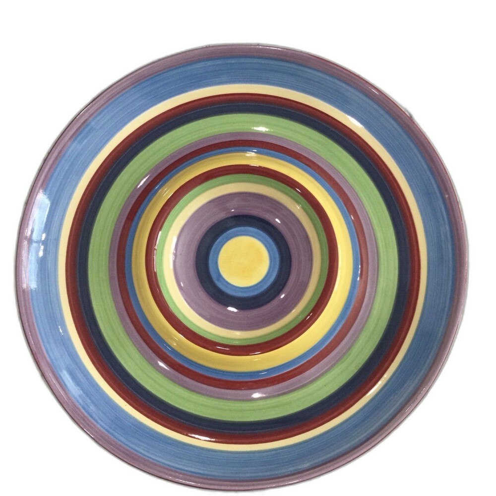 Tabletop Unlimited Barcelona Stripe Hand Painted Ceramic Chip / Dip Tray.